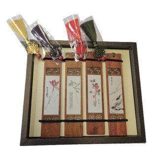 Wooden Bookmarks with Chinese Calligraphy Accents